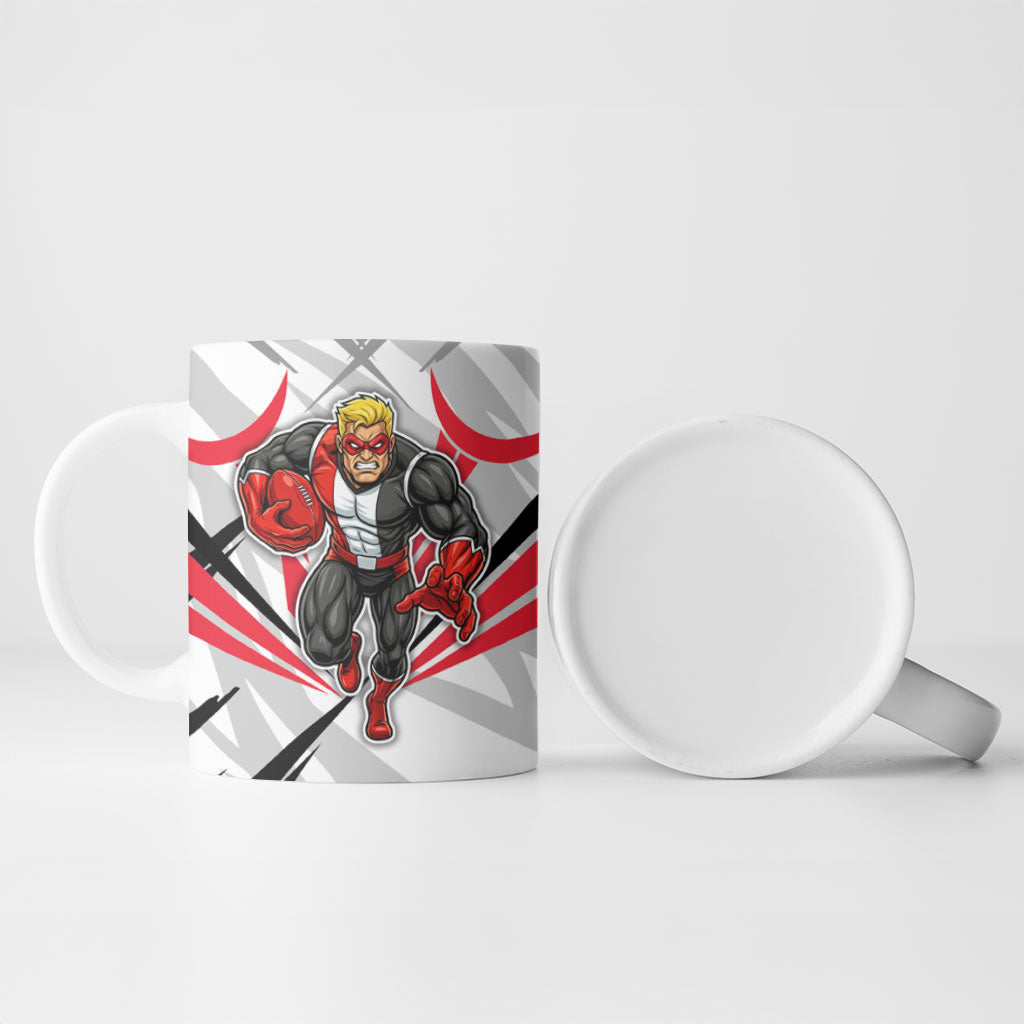 St Kilda Saints Australian Football Ceramic Mug Superhero Mascot Graphic - Bold Team Colors