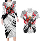 St Kilda Saints Australian Football Couples Matching Long Sleeve Bodycon Dress and Hawaiian Shirt Superhero Mascot Graphic - Bold Team Colors
