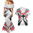 St Kilda Saints Australian Football Couples Matching Mermaid Dress and Hawaiian Shirt Superhero Mascot Graphic - Bold Team Colors