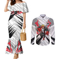 St Kilda Saints Australian Football Couples Matching Mermaid Dress and Long Sleeve Button Shirt Superhero Mascot Graphic - Bold Team Colors