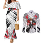 St Kilda Saints Australian Football Couples Matching Mermaid Dress and Long Sleeve Button Shirt Superhero Mascot Graphic - Bold Team Colors