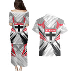 St Kilda Saints Australian Football Couples Matching Puletasi and Hawaiian Shirt Superhero Mascot Graphic - Bold Team Colors