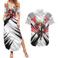St Kilda Saints Australian Football Couples Matching Summer Maxi Dress and Hawaiian Shirt Superhero Mascot Graphic - Bold Team Colors
