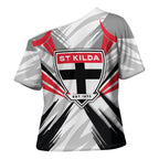 St Kilda Saints Australian Football Cross Shoulder Shirt Superhero Mascot Graphic - Bold Team Colors