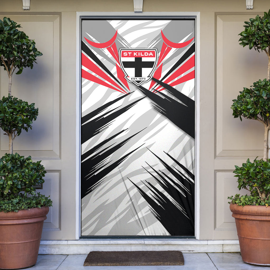 St Kilda Saints Australian Football Door Cover Superhero Mascot Graphic - Bold Team Colors
