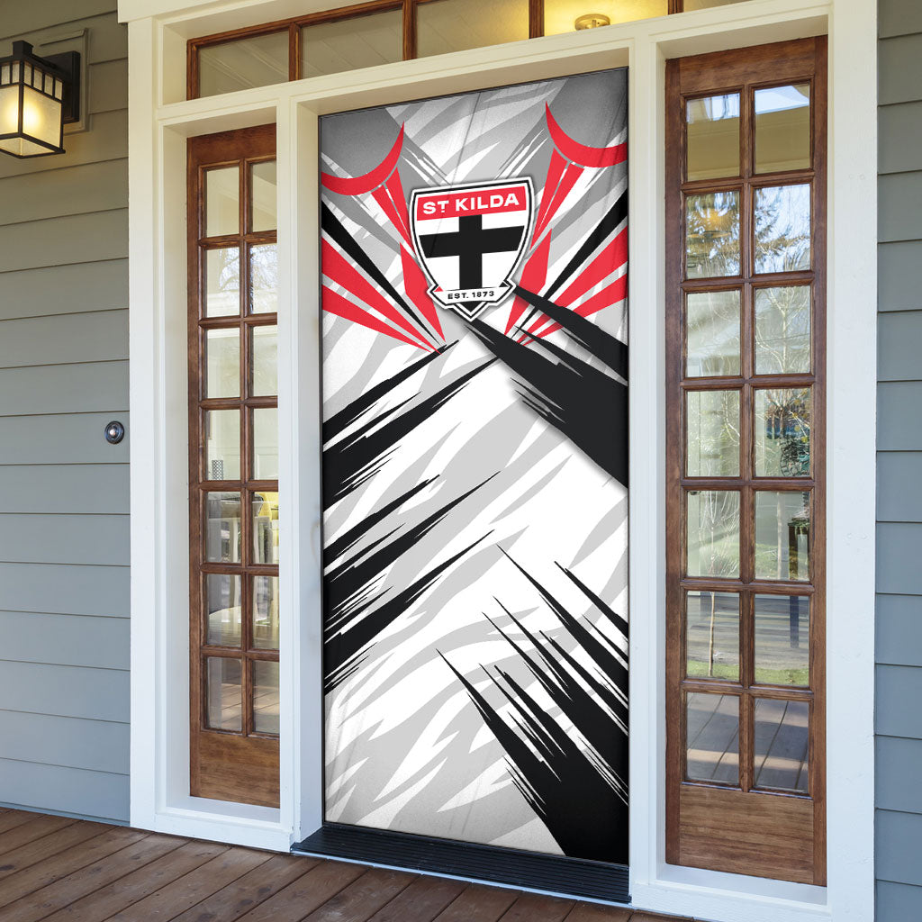 St Kilda Saints Australian Football Door Cover Superhero Mascot Graphic - Bold Team Colors