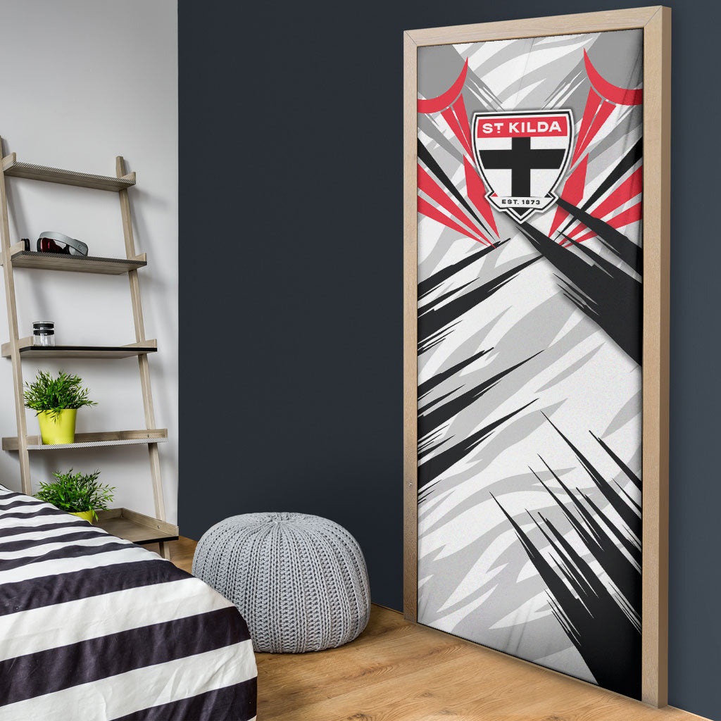 St Kilda Saints Australian Football Door Cover Superhero Mascot Graphic - Bold Team Colors