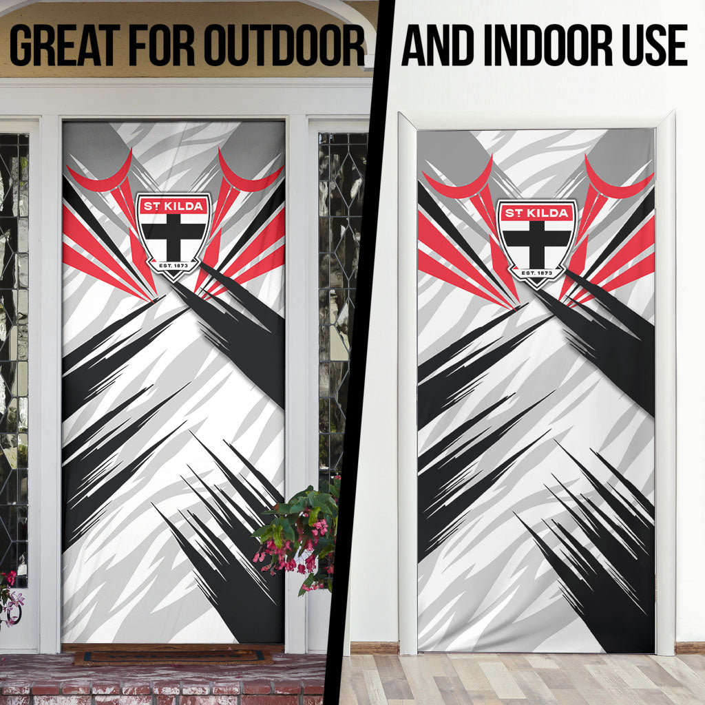 St Kilda Saints Australian Football Door Cover Superhero Mascot Graphic - Bold Team Colors