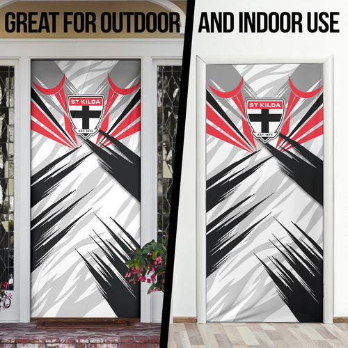 St Kilda Saints Australian Football Door Cover Superhero Mascot Graphic - Bold Team Colors