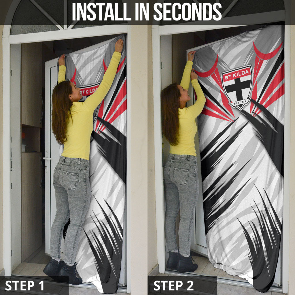 St Kilda Saints Australian Football Door Cover Superhero Mascot Graphic - Bold Team Colors