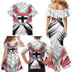 St Kilda Saints Australian Football Family Matching Mermaid Dress and Hawaiian Shirt Superhero Mascot Graphic - Bold Team Colors
