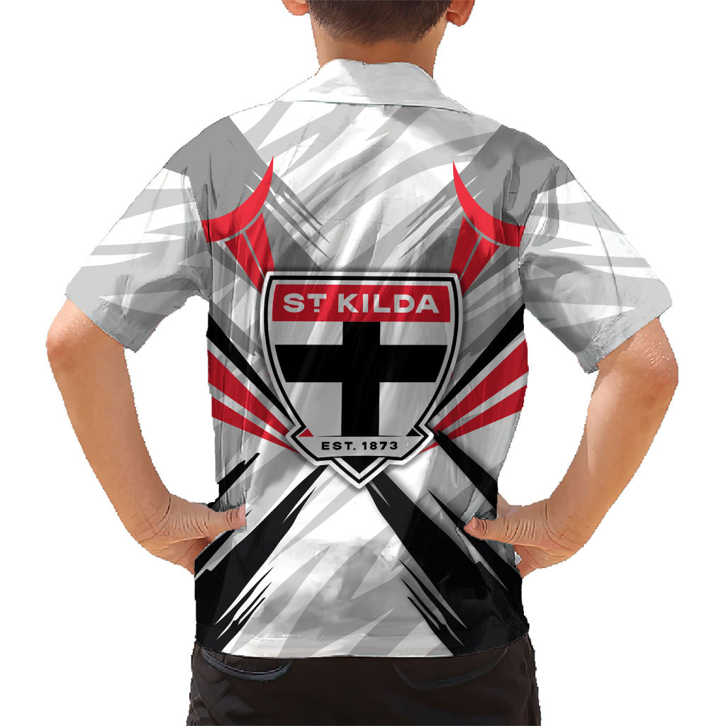 St Kilda Saints Australian Football Family Matching Off The Shoulder Long Sleeve Dress and Hawaiian Shirt Superhero Mascot Graphic - Bold Team Colors