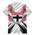 St Kilda Saints Australian Football Family Matching Off The Shoulder Long Sleeve Dress and Hawaiian Shirt Superhero Mascot Graphic - Bold Team Colors