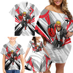 St Kilda Saints Australian Football Family Matching Off Shoulder Short Dress and Hawaiian Shirt Superhero Mascot Graphic - Bold Team Colors