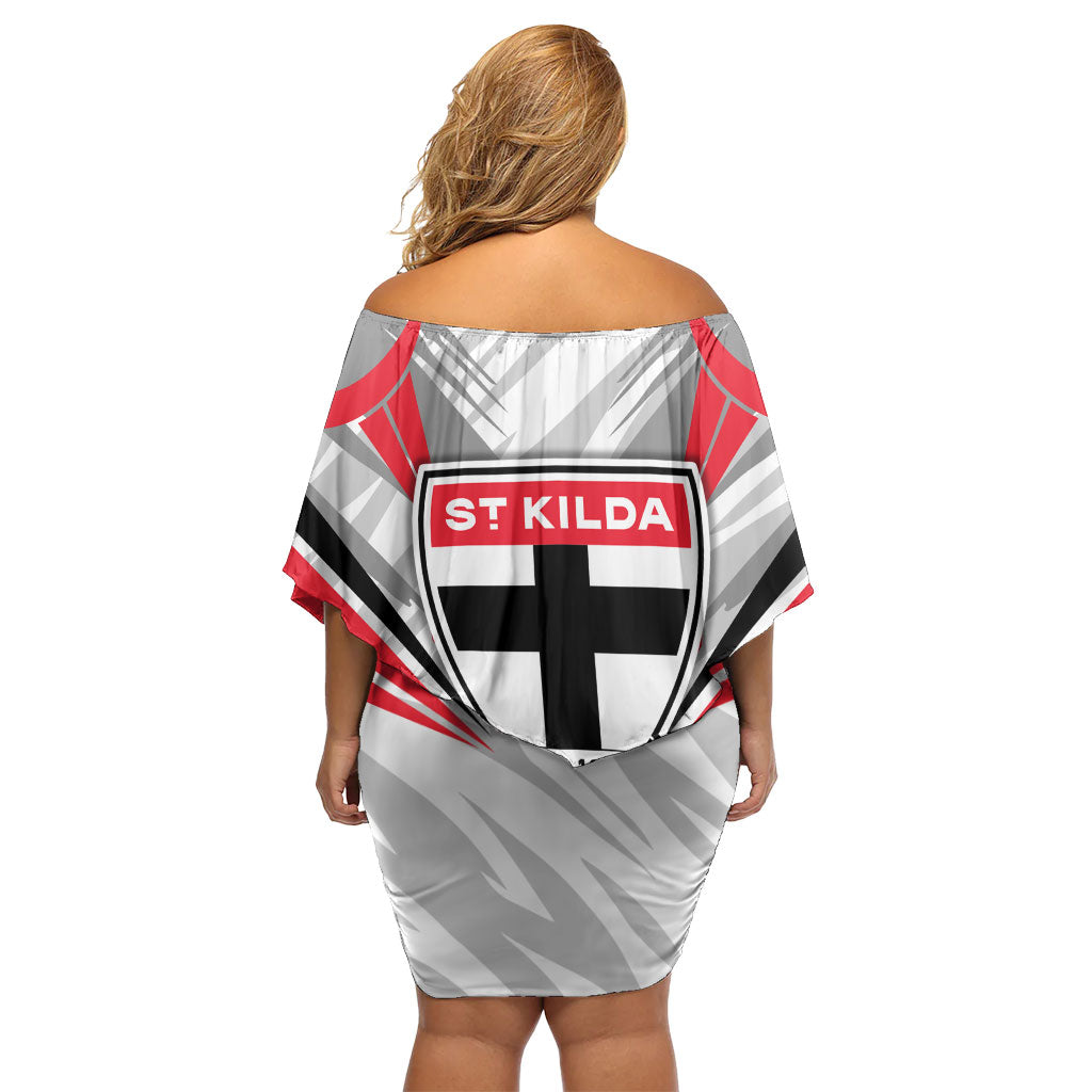 St Kilda Saints Australian Football Family Matching Off Shoulder Short Dress and Hawaiian Shirt Superhero Mascot Graphic - Bold Team Colors