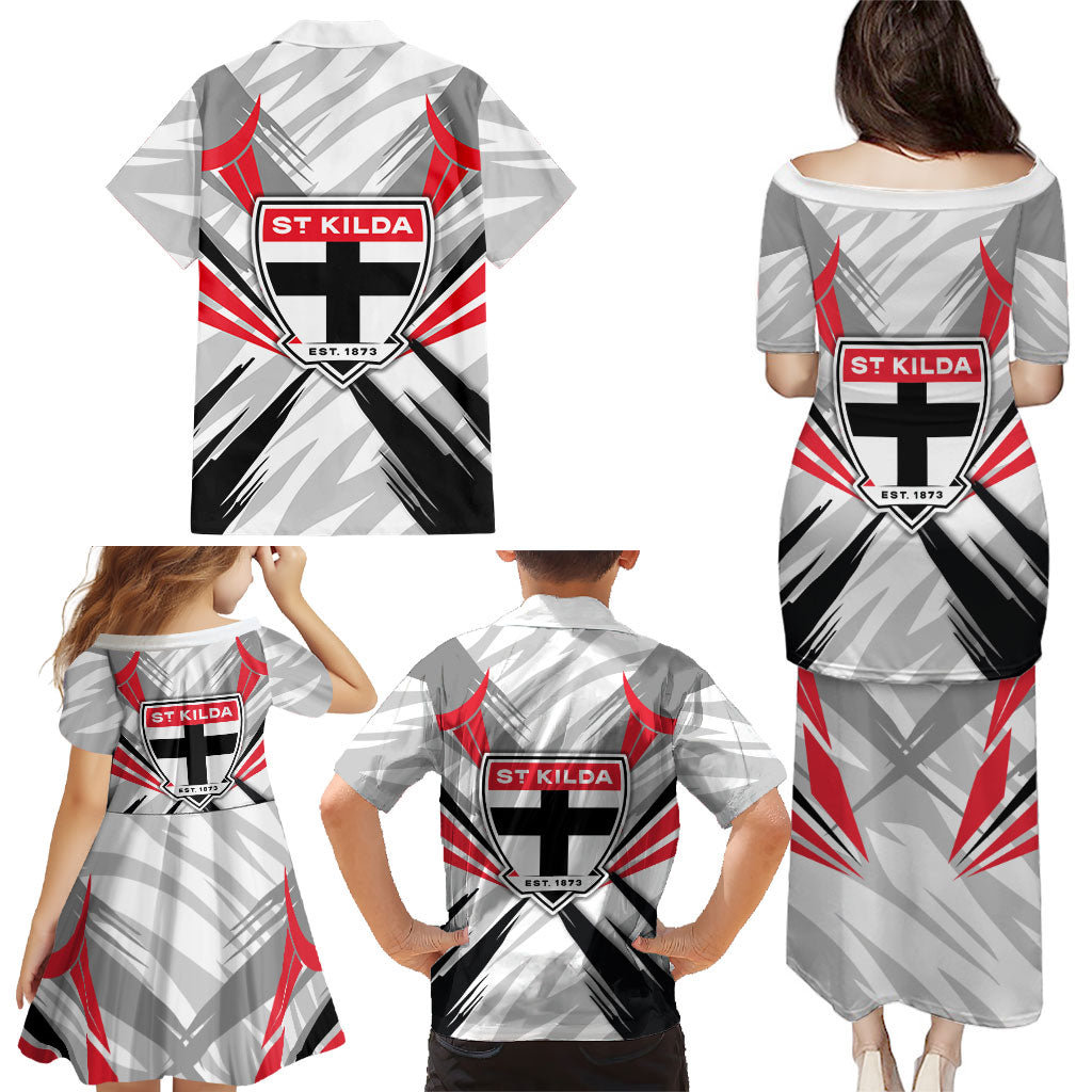 St Kilda Saints Australian Football Family Matching Puletasi and Hawaiian Shirt Superhero Mascot Graphic - Bold Team Colors