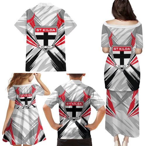 St Kilda Saints Australian Football Family Matching Puletasi and Hawaiian Shirt Superhero Mascot Graphic - Bold Team Colors