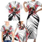 St Kilda Saints Australian Football Family Matching Short Sleeve Bodycon Dress and Hawaiian Shirt Superhero Mascot Graphic - Bold Team Colors
