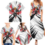 St Kilda Saints Australian Football Family Matching Summer Maxi Dress and Hawaiian Shirt Superhero Mascot Graphic - Bold Team Colors
