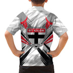 St Kilda Saints Australian Football Family Matching Summer Maxi Dress and Hawaiian Shirt Superhero Mascot Graphic - Bold Team Colors