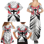 St Kilda Saints Australian Football Family Matching Summer Maxi Dress and Hawaiian Shirt Superhero Mascot Graphic - Bold Team Colors