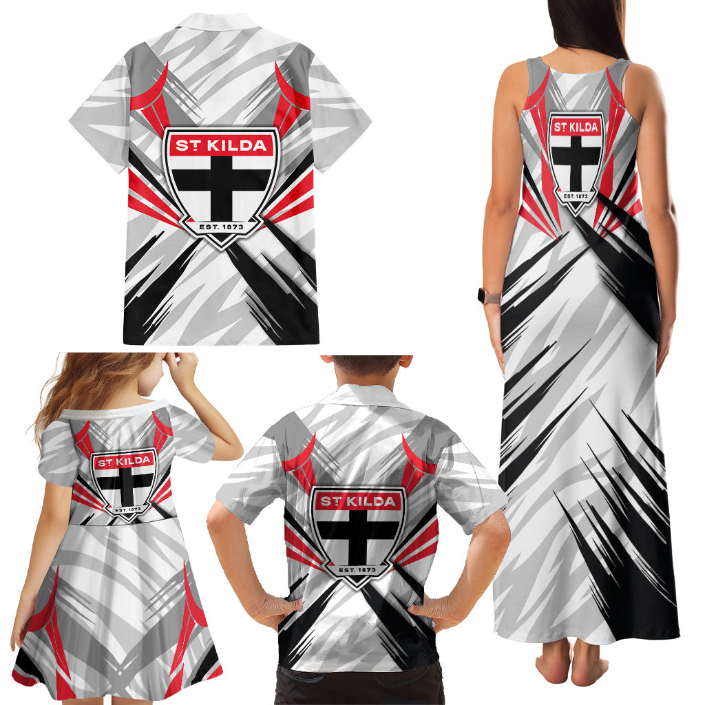 St Kilda Saints Australian Football Family Matching Tank Maxi Dress and Hawaiian Shirt Superhero Mascot Graphic - Bold Team Colors