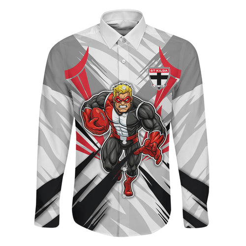 St Kilda Saints Australian Football Family Matching Tank Maxi Dress and Hawaiian Shirt Superhero Mascot Graphic - Bold Team Colors