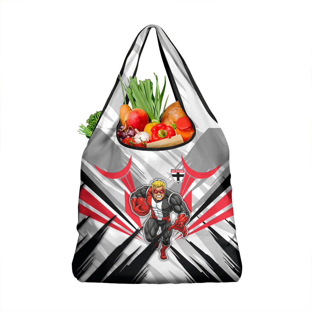 St Kilda Saints Australian Football Grocery Bag Superhero Mascot Graphic - Bold Team Colors