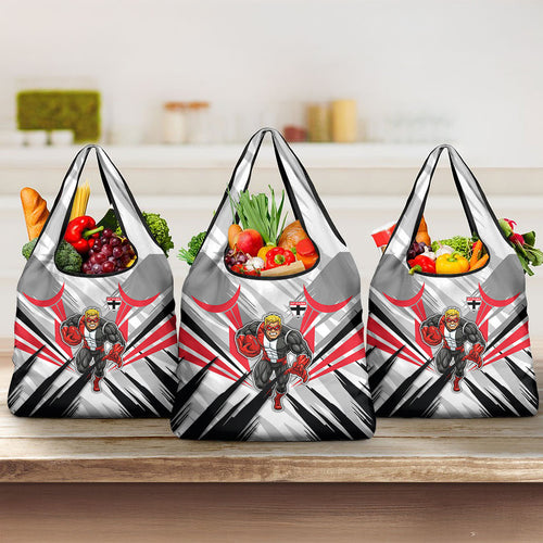 St Kilda Saints Australian Football Grocery Bag Superhero Mascot Graphic - Bold Team Colors