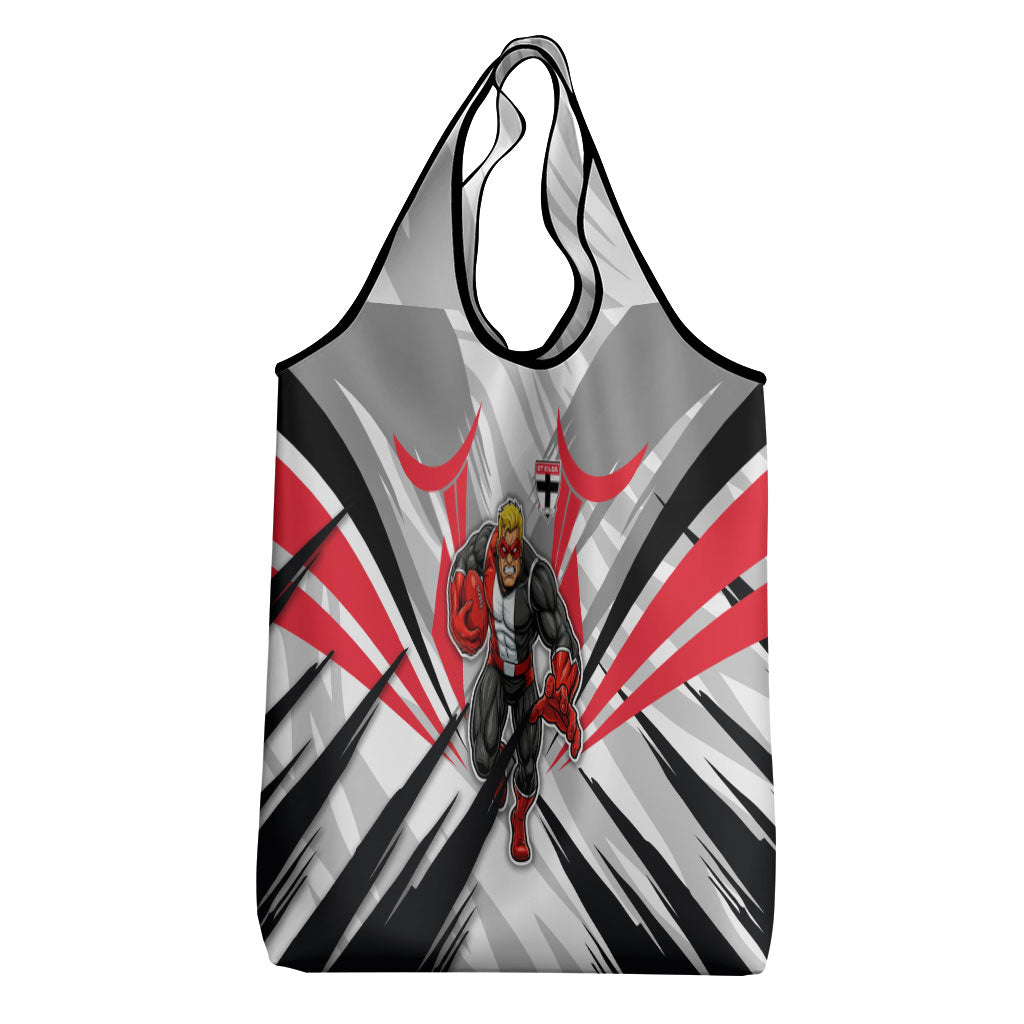 St Kilda Saints Australian Football Grocery Bag Superhero Mascot Graphic - Bold Team Colors