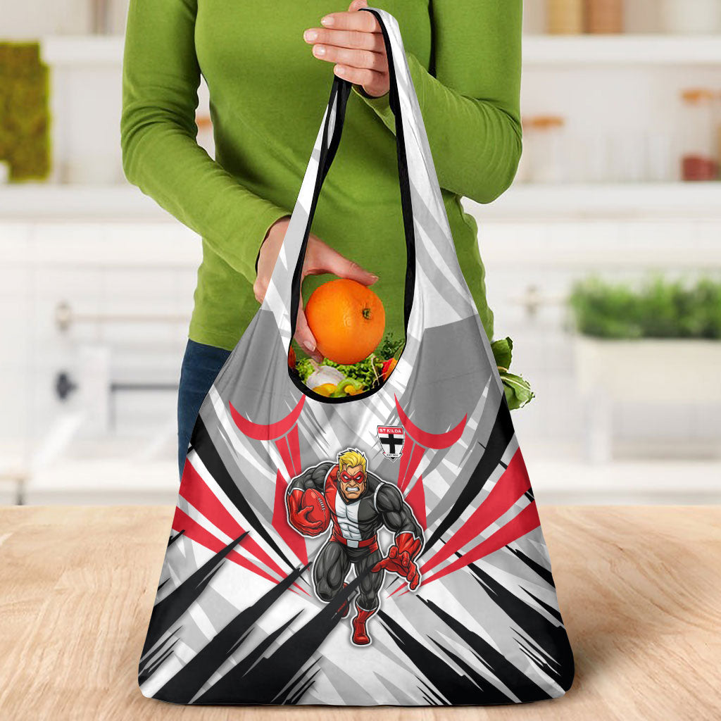 St Kilda Saints Australian Football Grocery Bag Superhero Mascot Graphic - Bold Team Colors