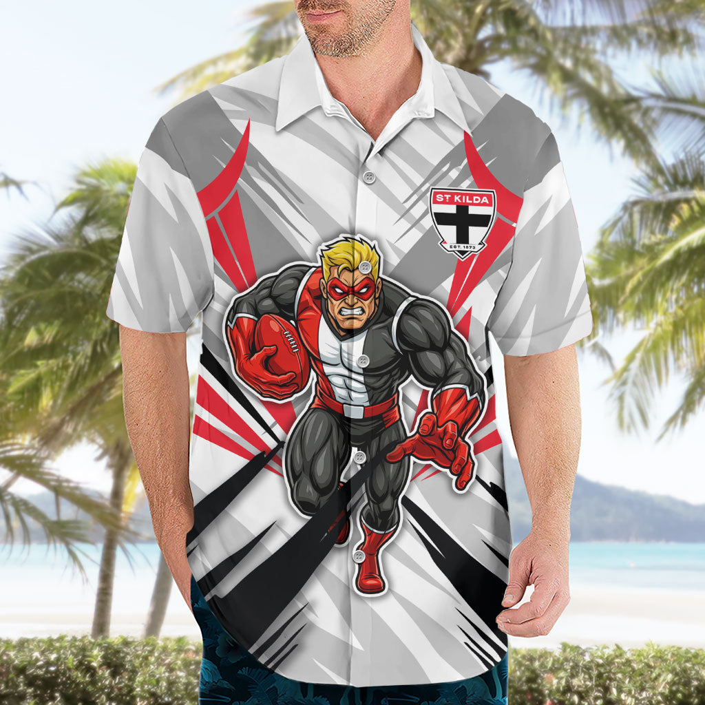 St Kilda Saints Australian Football Hawaiian Shirt Superhero Mascot Graphic - Bold Team Colors