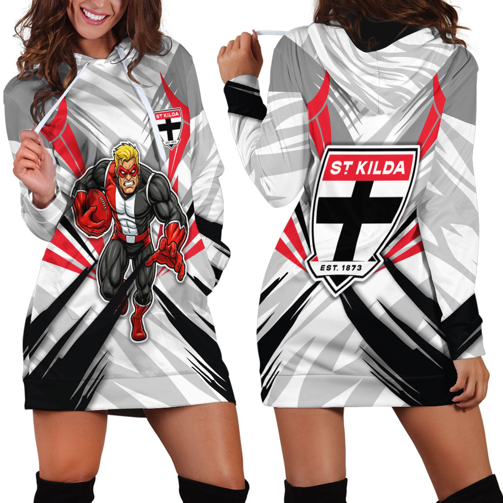 St Kilda Saints Australian Football Hoodie Dress Superhero Mascot Graphic - Bold Team Colors