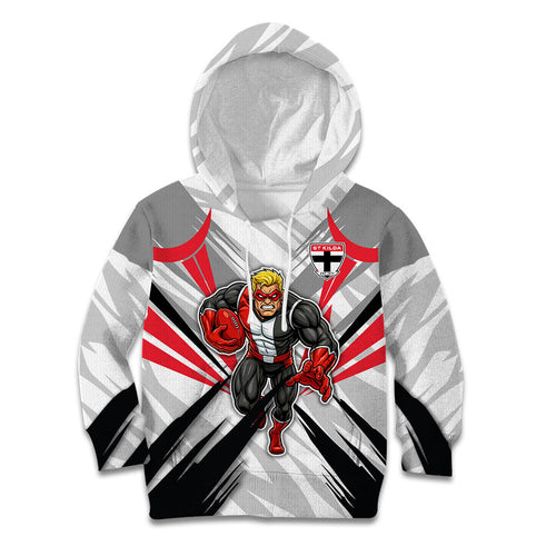 St Kilda Saints Australian Football Kid Hoodie Superhero Mascot Graphic - Bold Team Colors