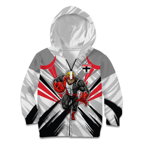 St Kilda Saints Australian Football Kid Hoodie Superhero Mascot Graphic - Bold Team Colors