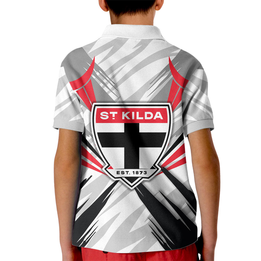 St Kilda Saints Australian Football Kid Polo Shirt Superhero Mascot Graphic - Bold Team Colors