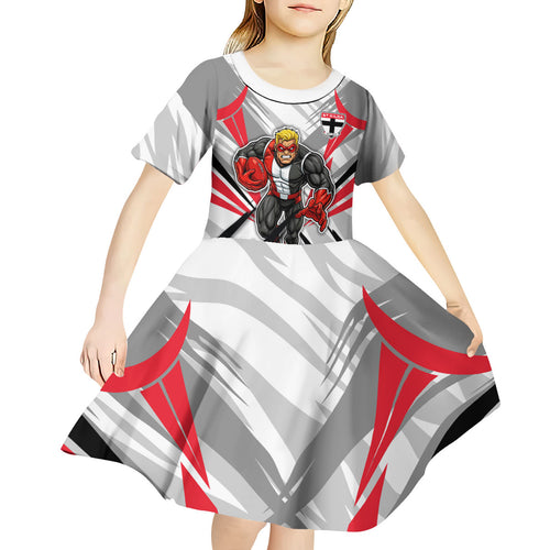 St Kilda Saints Australian Football Kid Short Sleeve Dress Superhero Mascot Graphic - Bold Team Colors