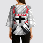 St Kilda Saints Australian Football Kimono Sleeve Blouse Superhero Mascot Graphic - Bold Team Colors