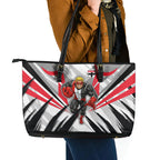 St Kilda Saints Australian Football Leather Tote Bag Superhero Mascot Graphic - Bold Team Colors