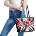 St Kilda Saints Australian Football Leather Tote Bag Superhero Mascot Graphic - Bold Team Colors