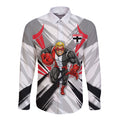 St Kilda Saints Australian Football Long Sleeve Button Shirt Superhero Mascot Graphic - Bold Team Colors