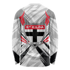 St Kilda Saints Australian Football Long Sleeve Shirt Superhero Mascot Graphic - Bold Team Colors