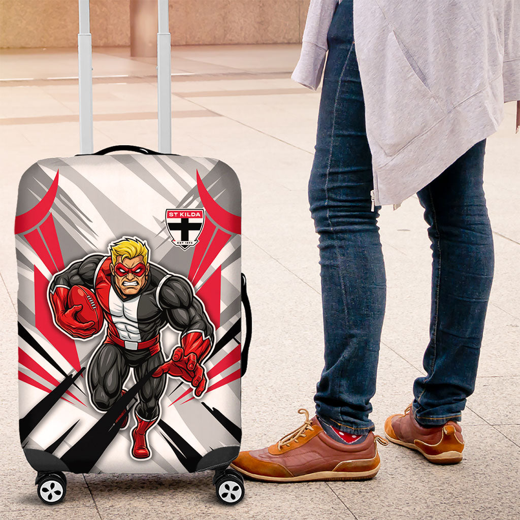 St Kilda Saints Australian Football Luggage Cover Superhero Mascot Graphic - Bold Team Colors