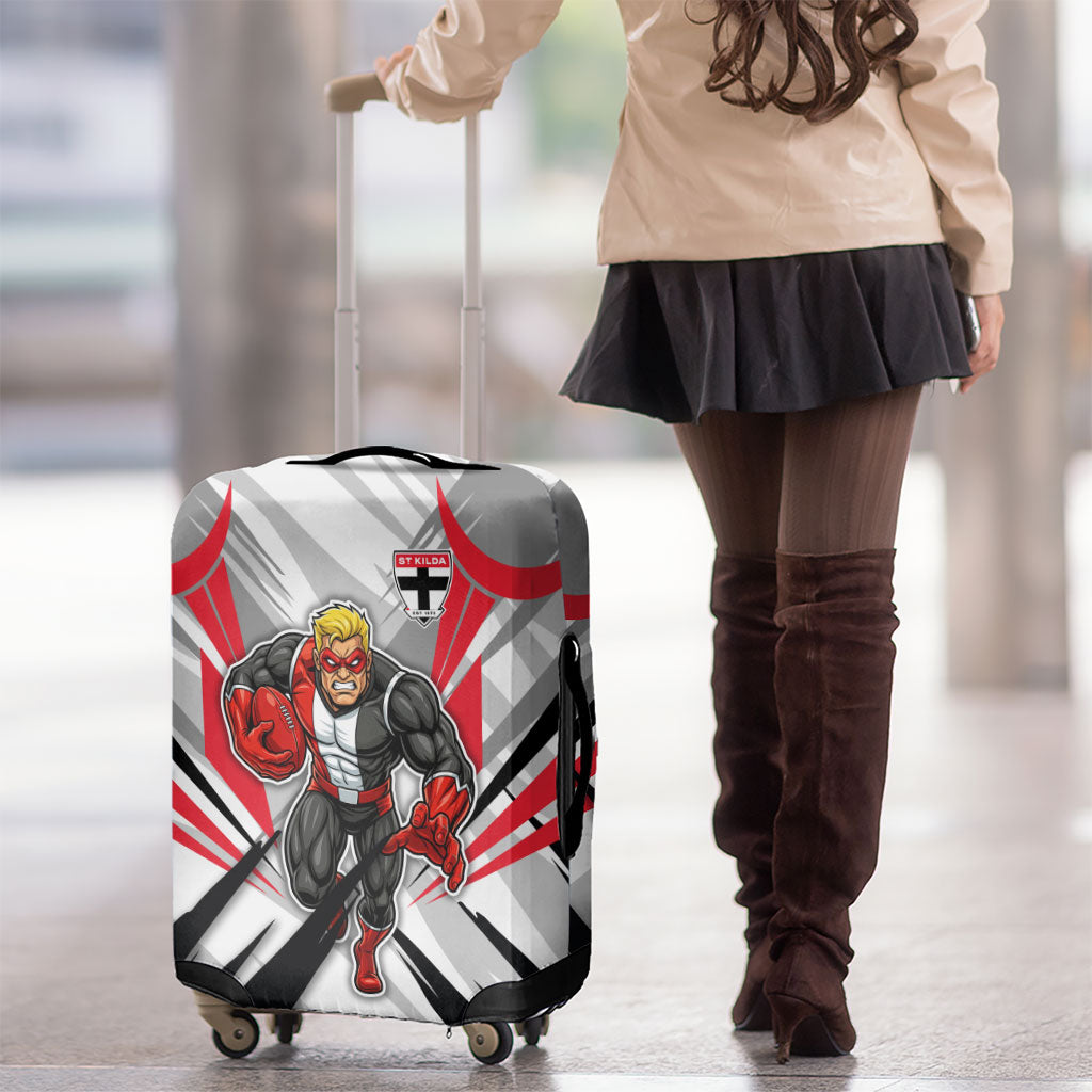 St Kilda Saints Australian Football Luggage Cover Superhero Mascot Graphic - Bold Team Colors