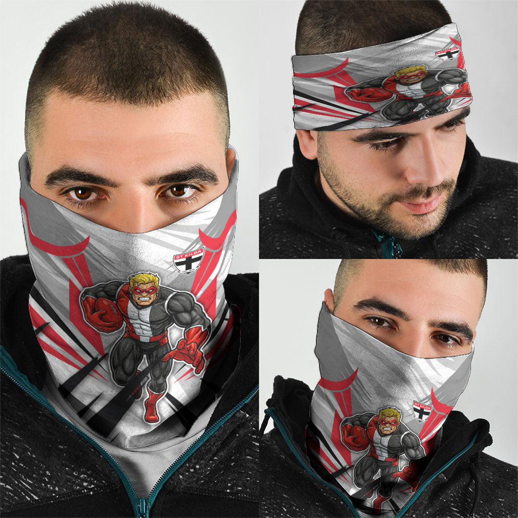 St Kilda Saints Australian Football Neck Gaiter Superhero Mascot Graphic - Bold Team Colors