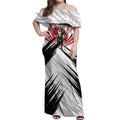 St Kilda Saints Australian Football Off Shoulder Maxi Dress Superhero Mascot Graphic - Bold Team Colors