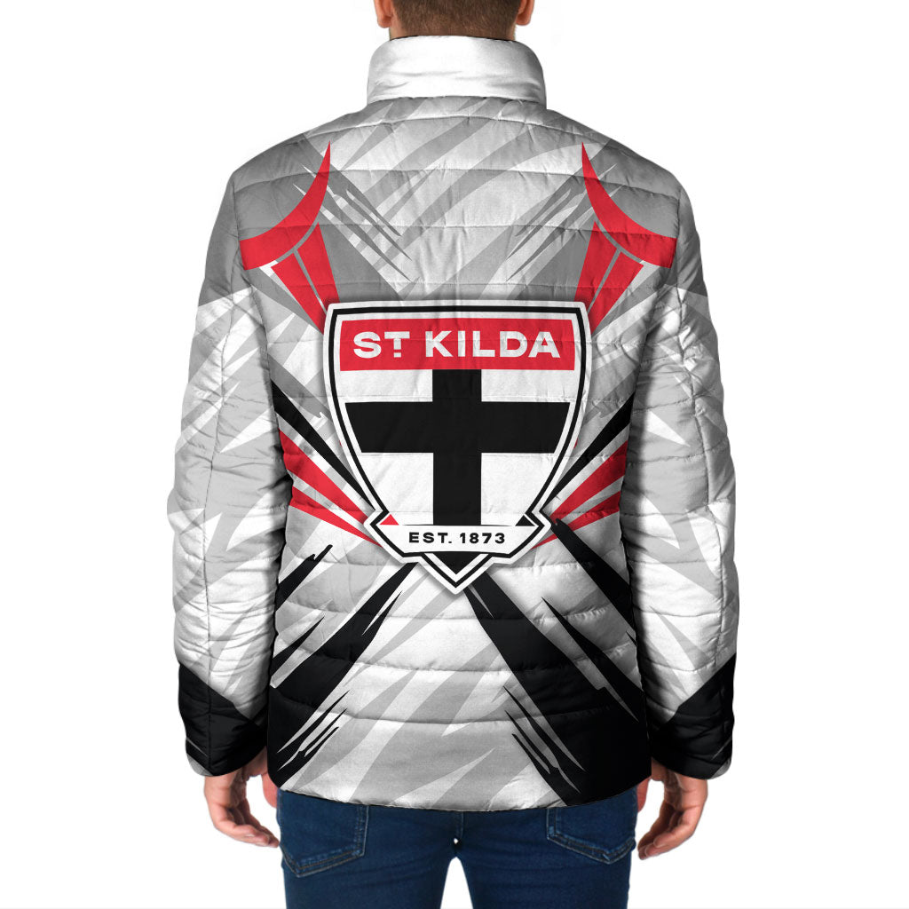 St Kilda Saints Australian Football Padded Jacket Superhero Mascot Graphic - Bold Team Colors