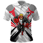St Kilda Saints Australian Football Polo Shirt Superhero Mascot Graphic - Bold Team Colors