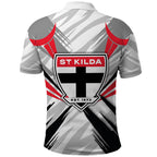 St Kilda Saints Australian Football Polo Shirt Superhero Mascot Graphic - Bold Team Colors