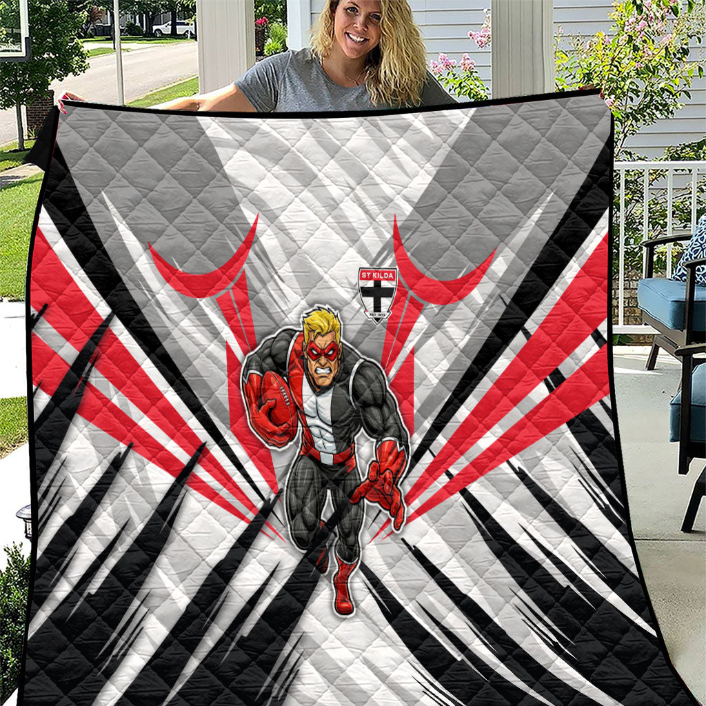 St Kilda Saints Australian Football Quilt Superhero Mascot Graphic - Bold Team Colors